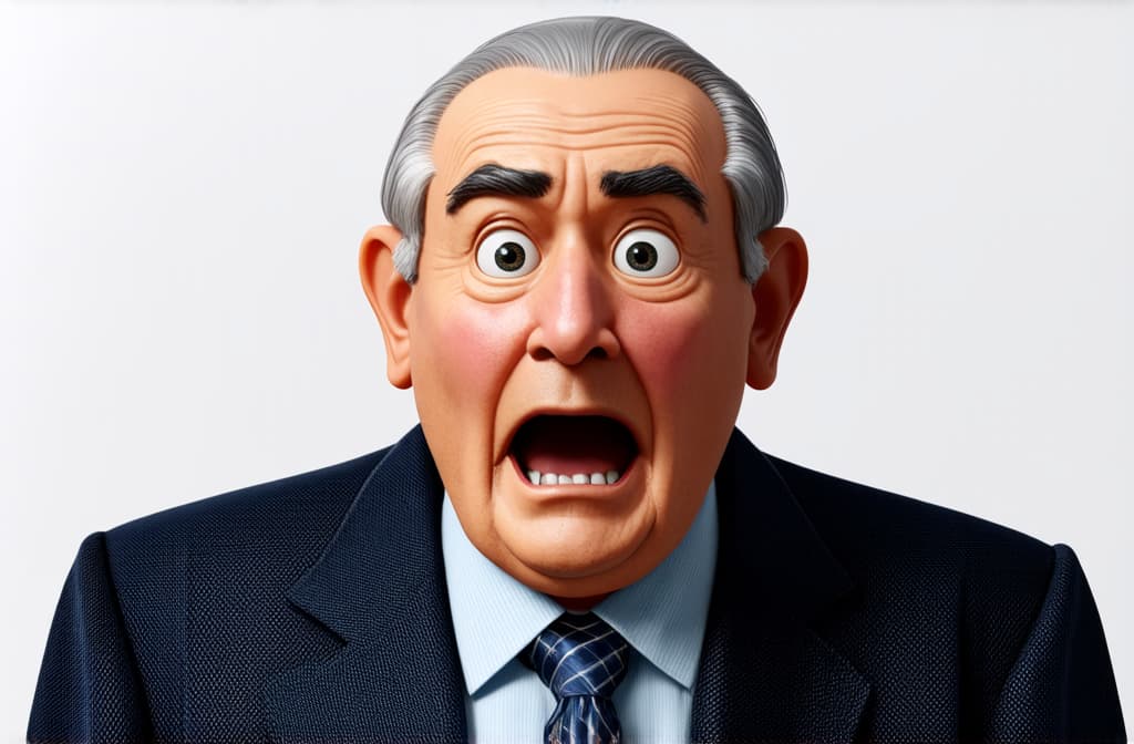  shocked surprised asian senior man isolated on white background, close up, funny 3d cartoon illustration ar 3:2 {prompt}, maximum details