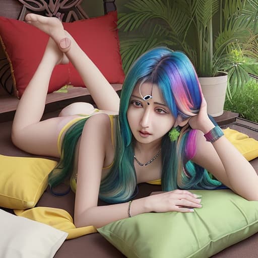  a 28age indian lady sexed her lover hair rainbow color and she lying different in the circle it was covered by green leaves and she show sex positions so spicy positions like lying on pillows