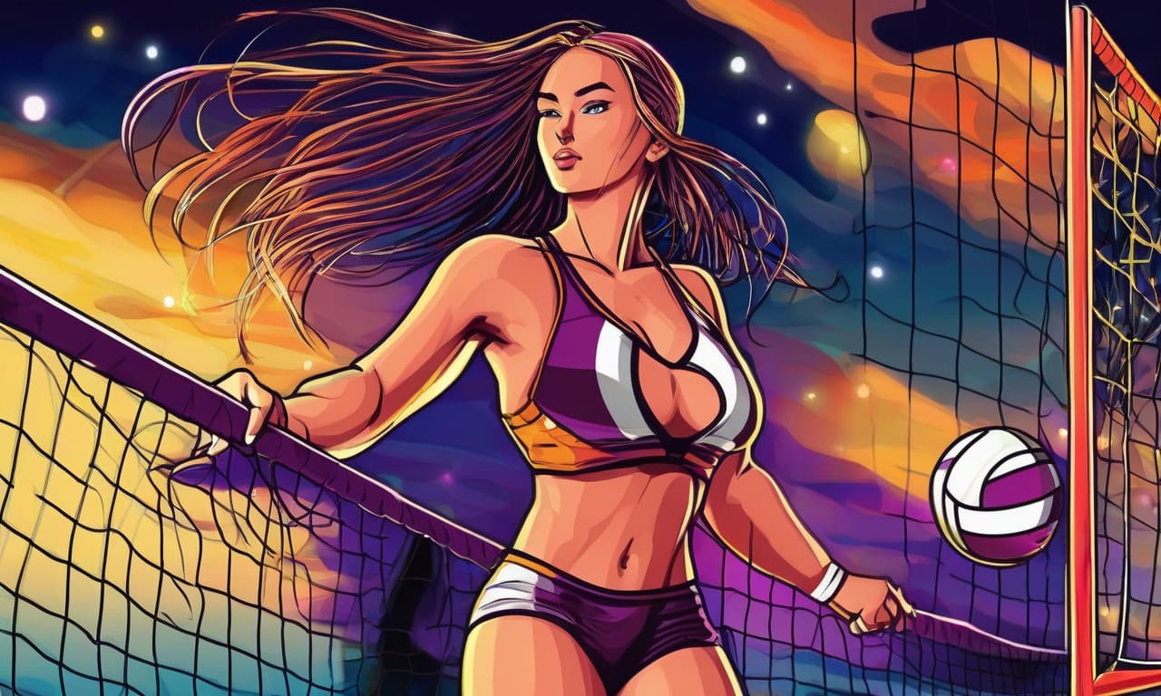  the girl is the best volleyball coach (iskra: 1.2), (glow: 1.2). exquisite and fantastic surrealism. forms and lines in the style of anime decorative excesses. high detail. high quality. hdr