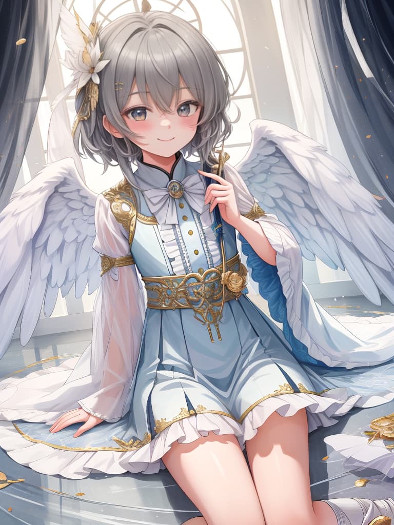  shota, angels, boys, men, smile, masterpiece, best quality,8k,ultra detailed,high resolution,an extremely delicate and beautiful,hyper detail