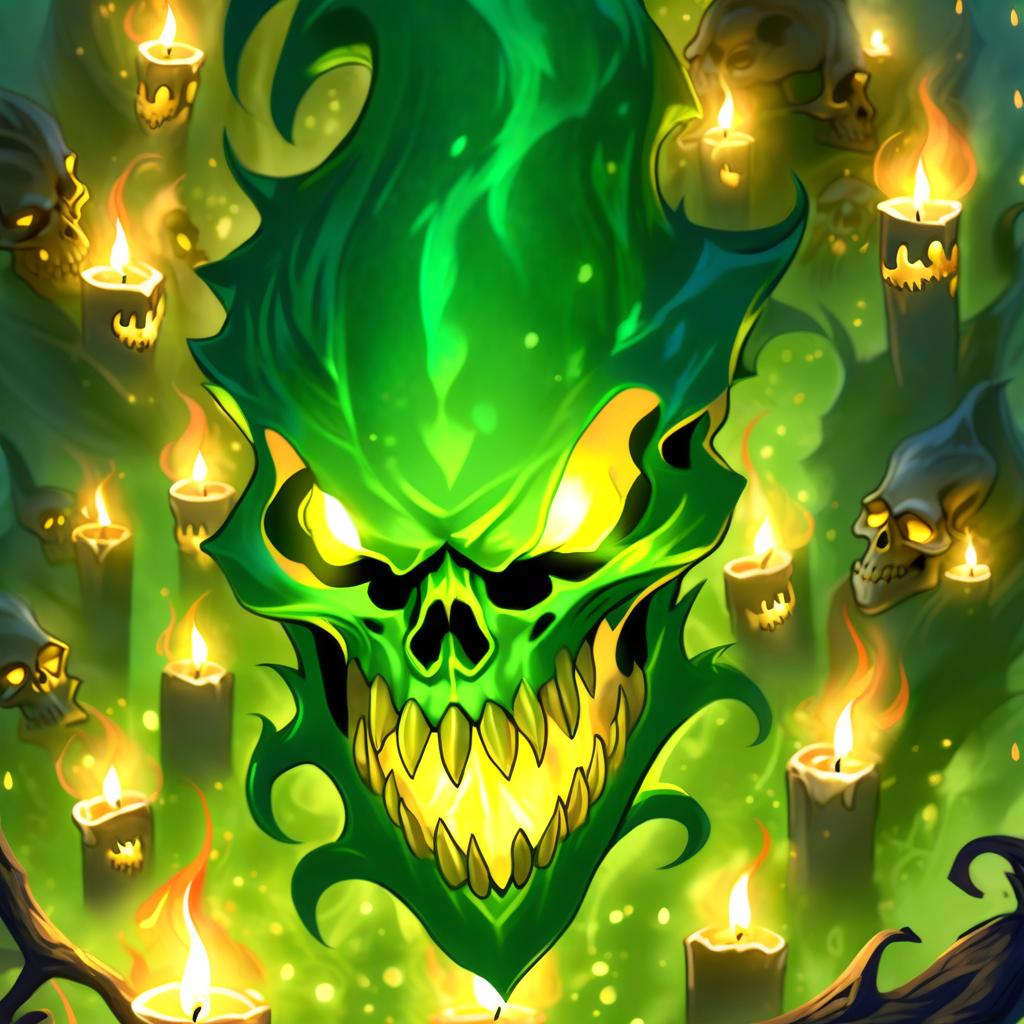  ethereal fantasy concept art of (a small lantern made of the skull and toothy jaws of some other creature). inside the skull shone a (dark green wax candle), and its warm flame not only warmed pleasantly, but also emitted (golden light) pouring through the eye sockets, nostrils, and gaps between the sharp grinning teeth. (style):fantasy, fairy tale, gothic, magic. . magnificent, celestial, ethereal, painterly, epic, majestic, magical, fantasy art, cover art, dreamy