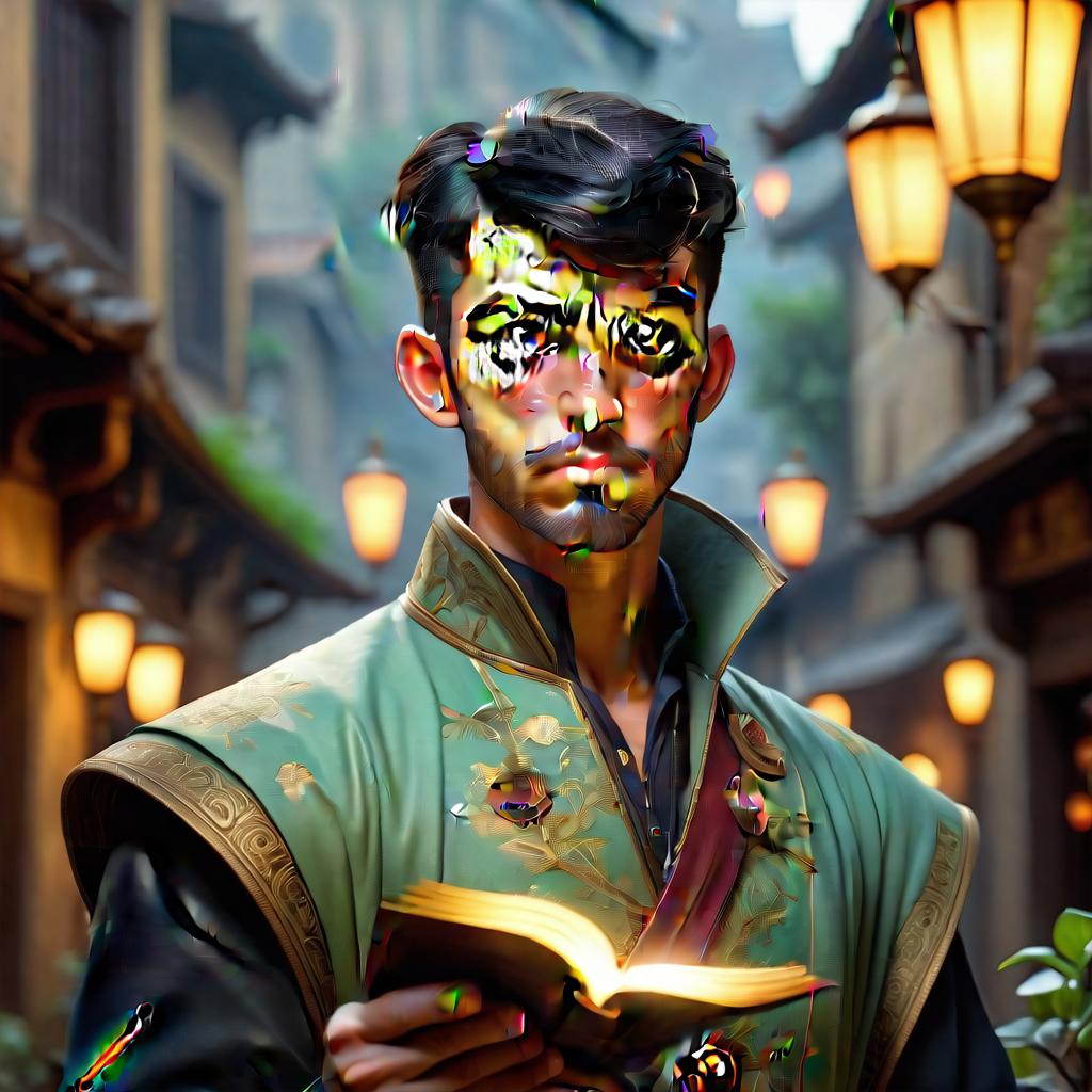  a man of european looks, with a black short haircut, with a gamble of maps in his hands, all growth in fantasy, hkmagic hyperrealistic, full body, detailed clothing, highly detailed, cinematic lighting, stunningly beautiful, intricate, sharp focus, f/1. 8, 85mm, (centered image composition), (professionally color graded), ((bright soft diffused light)), volumetric fog, trending on instagram, trending on tumblr, HDR 4K, 8K