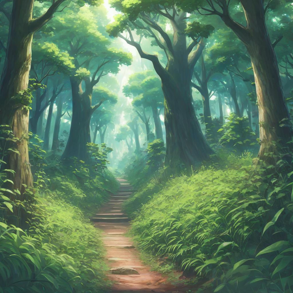  anime artwork forest, trees, bushes . anime style, key visual, vibrant, studio anime, highly detailed