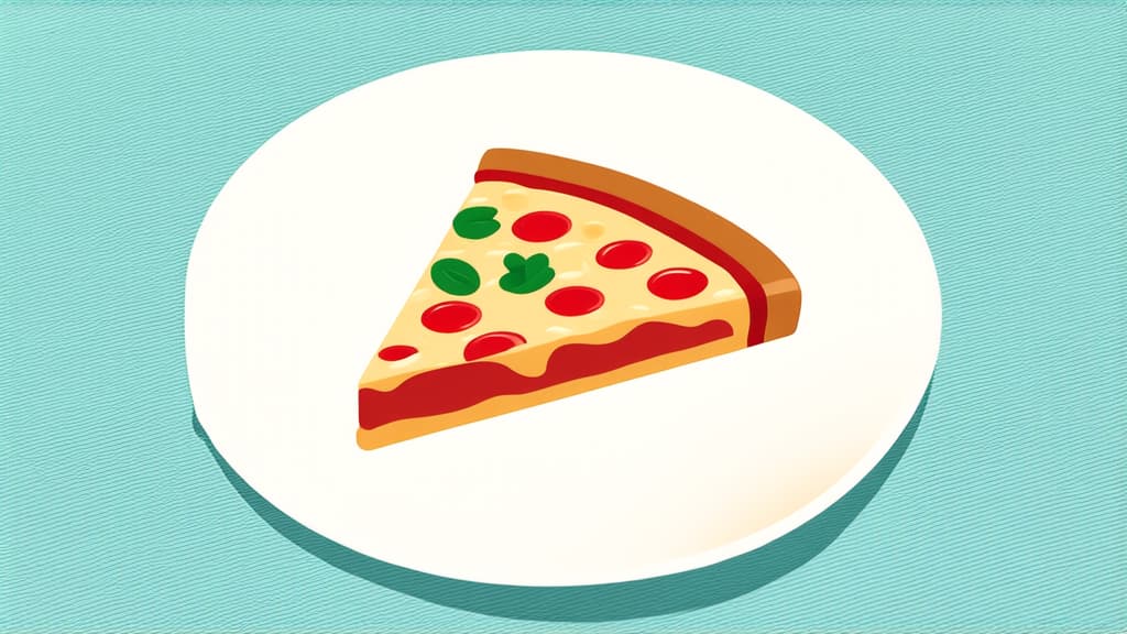  flat illustration, flaticon, (illustration:1.15), slice of pizza on white background ar 16:9, [cory loftis, strobist, pascal campion :: 0.2]