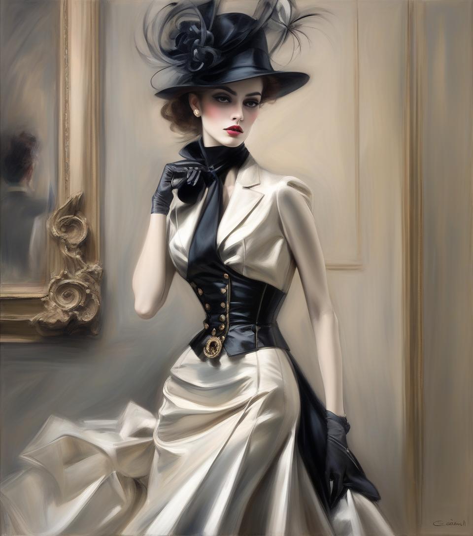  fashionista, inspired by style of runway reflections x giovanni boldini, romantic french chic, ultra realism, mid shot