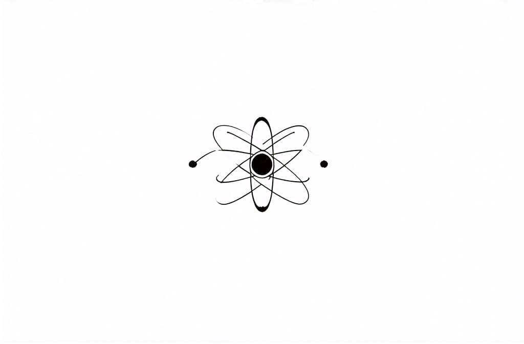  contour, very simple image in one unbroken black ink line, single line of atomic power, engraving illustration, icon isolated on white background ar 3:2 using a single continuous black line ink brushon white background, drawing should be created without lifting the pen, recognizable features of atomic power, engraving illustration, icon isolated on white background ar 3:2 in one unbroken line