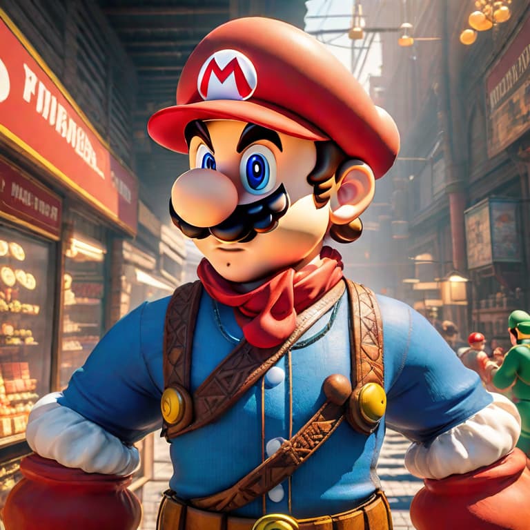  manga style super mario like character hyperrealistic, full body, detailed clothing, highly detailed, cinematic lighting, stunningly beautiful, intricate, sharp focus, f/1. 8, 85mm, (centered image composition), (professionally color graded), ((bright soft diffused light)), volumetric fog, trending on instagram, trending on tumblr, HDR 4K, 8K