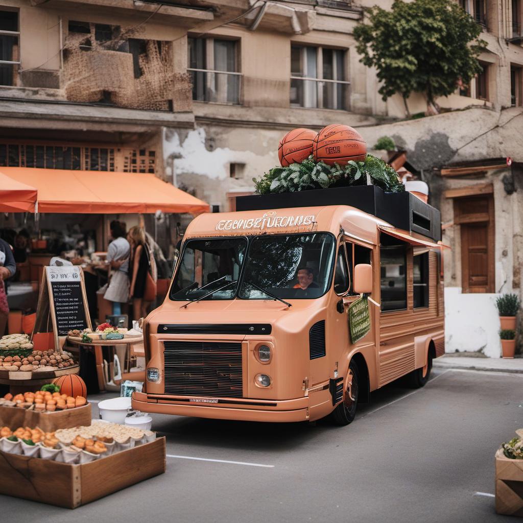  food truck dans un bus avc le thème du basket ball, profile image style