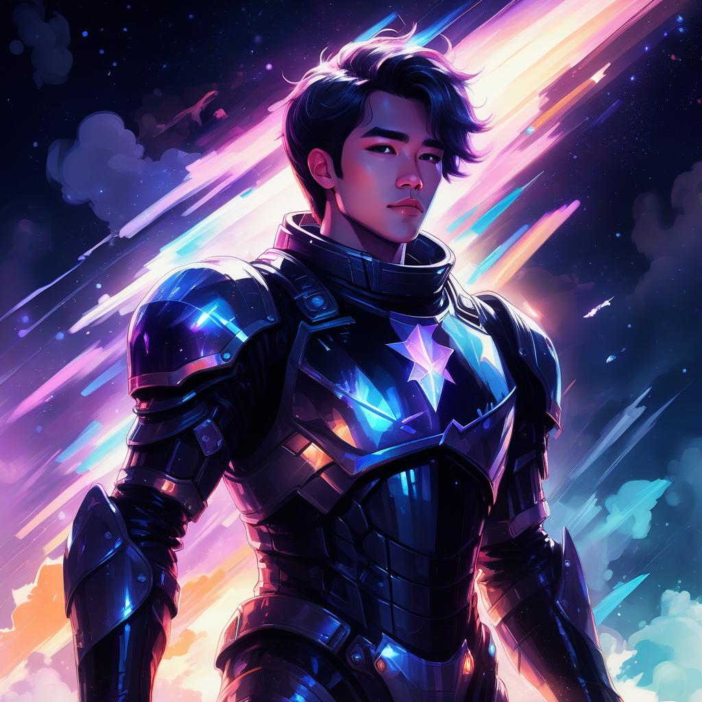  pixel art (ink sketch:1.2), (art by style of ross tran:1.4), space knight male in black spacesuit armor standing next to spaceship, traditional media, watercolor, fantasy illustration, soft colors, final fantasy, the knight of star, beautiful mysterious clouds, in a magical world, illuminated by a silvery glow. on a dark background of complex texture: stars, silver dust, abstract electric sparks, neon flashes and mystical glow. high contrast of the drawing and background. surrealism, fantasy with elements of modernity. high detail, high quality, 8k . low res, blocky, pixel art style, 8 bit graphics