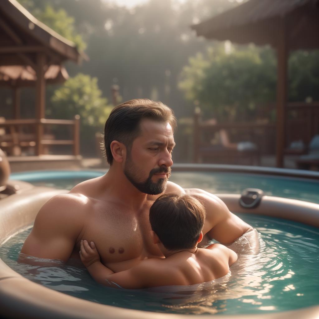  Ten year old boy pinching dad’s nipple, hyperrealistic, high quality, highly detailed, cinematic lighting, intricate, sharp focus, f/1. 8, 85mm, (centered image composition), (professionally color graded), ((bright soft diffused light)), volumetric fog, trending on instagram, HDR 4K, 8K