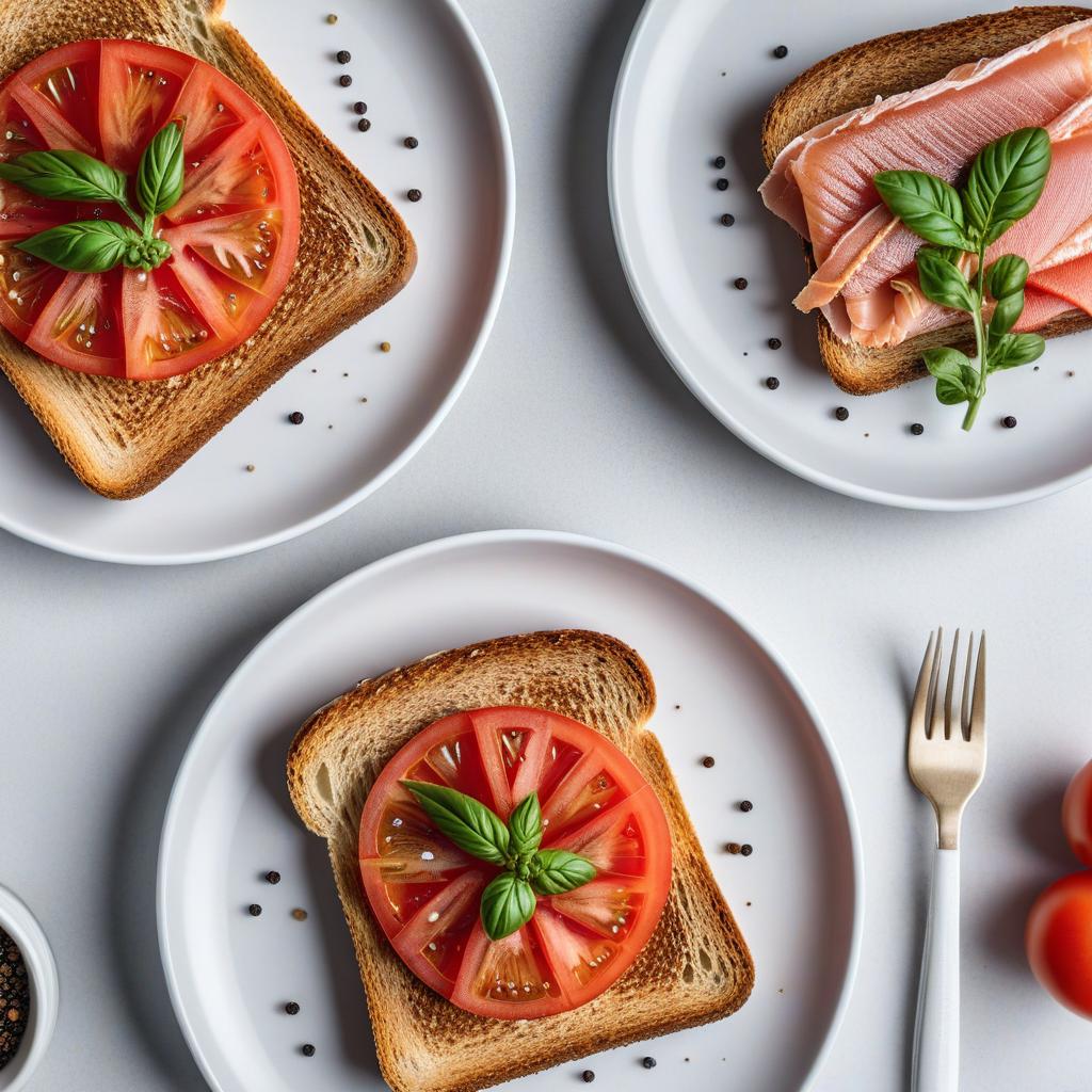  realistic close up portrait meal photo of (((Toast with tomato and smoked fish))), with (smoked fish filet, Pink sliced, Whole wheat bread, Black pepper), ((served in a white plate)), ((with white background)), (((Healthy Eating Plate))), (((Harvard Eating Plate))), ((food photography)), with macro lens, shallow depth of field, highly detailed, natural lighting, natural colors, photorealism, Canon EOS R3, nikon, f/1.4, ISO 200, 1/160s, 8K, RAW, unedited, in-frame hyperrealistic, full body, detailed clothing, highly detailed, cinematic lighting, stunningly beautiful, intricate, sharp focus, f/1. 8, 85mm, (centered image composition), (professionally color graded), ((bright soft diffused light)), volumetric fog, trending on instagram, trending on tumblr, HDR 4K, 8K