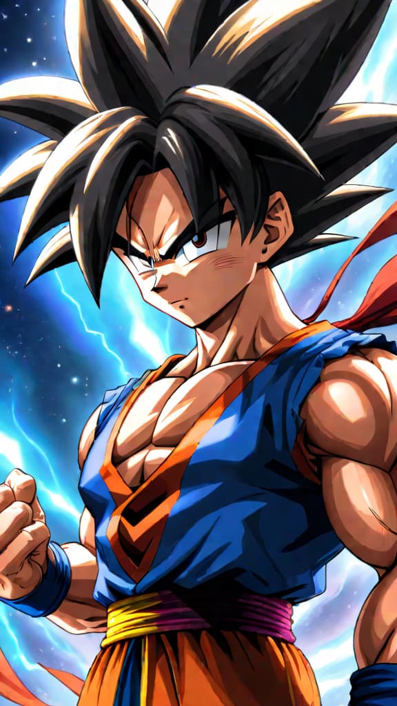  anime art: goku sees bardock during his ultra instinct transformation, embracing his saiyan heritage. hyperrealistic, full body, detailed clothing, highly detailed, cinematic lighting, stunningly beautiful, intricate, sharp focus, f/1. 8, 85mm, (centered image composition), (professionally color graded), ((bright soft diffused light)), volumetric fog, trending on instagram, trending on tumblr, HDR 4K, 8K