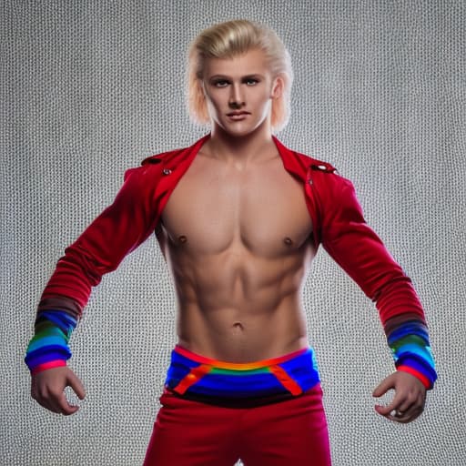 portrait+ style Russian LGBT queer dancing show superstar blonde hunk dude face