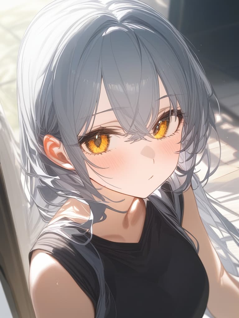  gray hair, yellow eyes, masterpiece, best quality,8k,ultra detailed,high resolution,an extremely delicate and beautiful,hyper detail