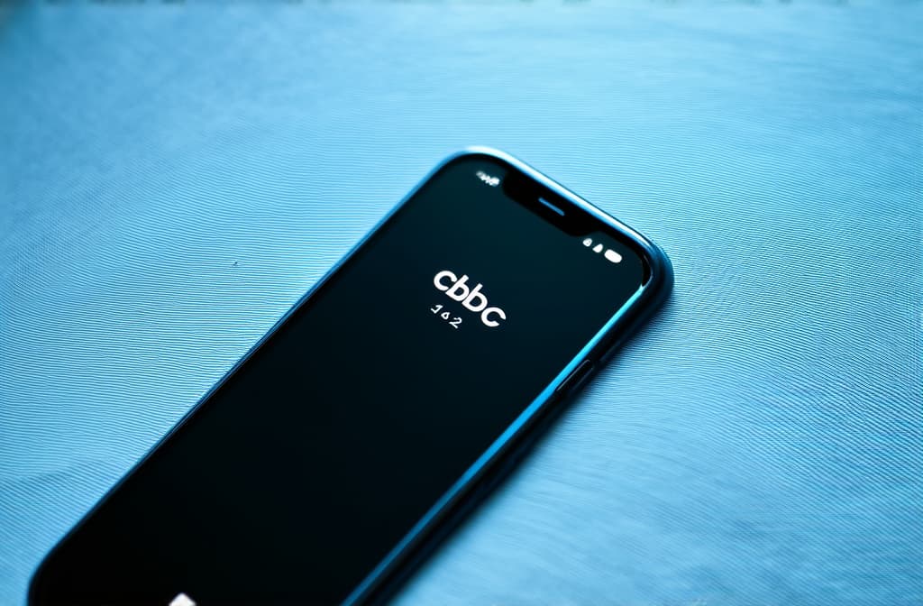  professional detailed photography, smartphone, on the smartphone screen the inscription "cbdc", in light and dark blue tones ar 3:2, (muted colors, dim colors, soothing tones), (vsco:0.3)