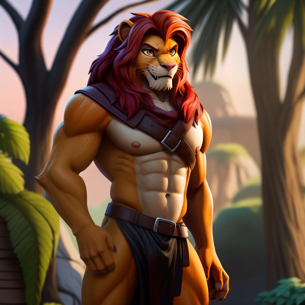  Evil simba (Fortnite), full body, open eyes, masterpiece, 4k, fine details,