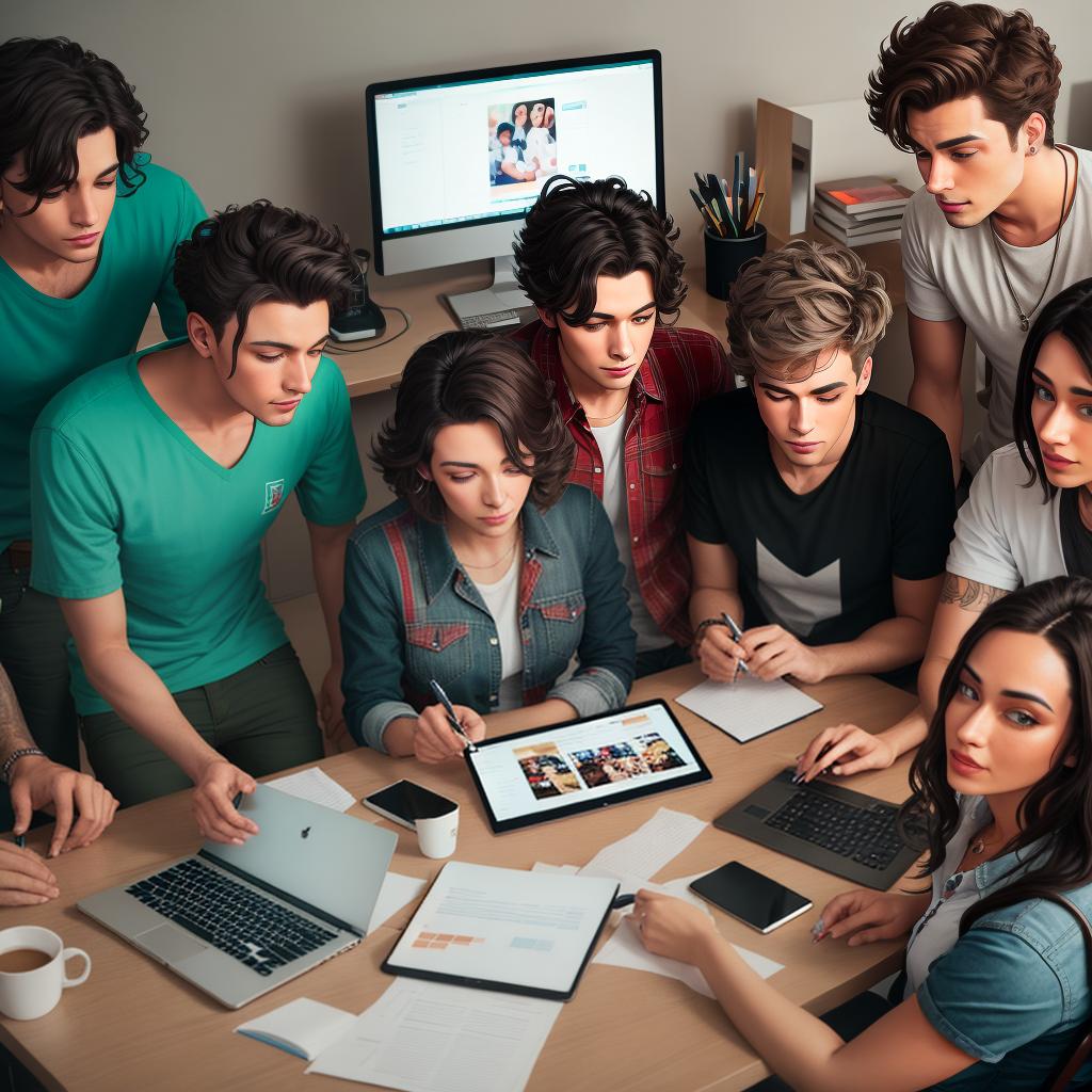  1d Image of a group of people creating content at same place
