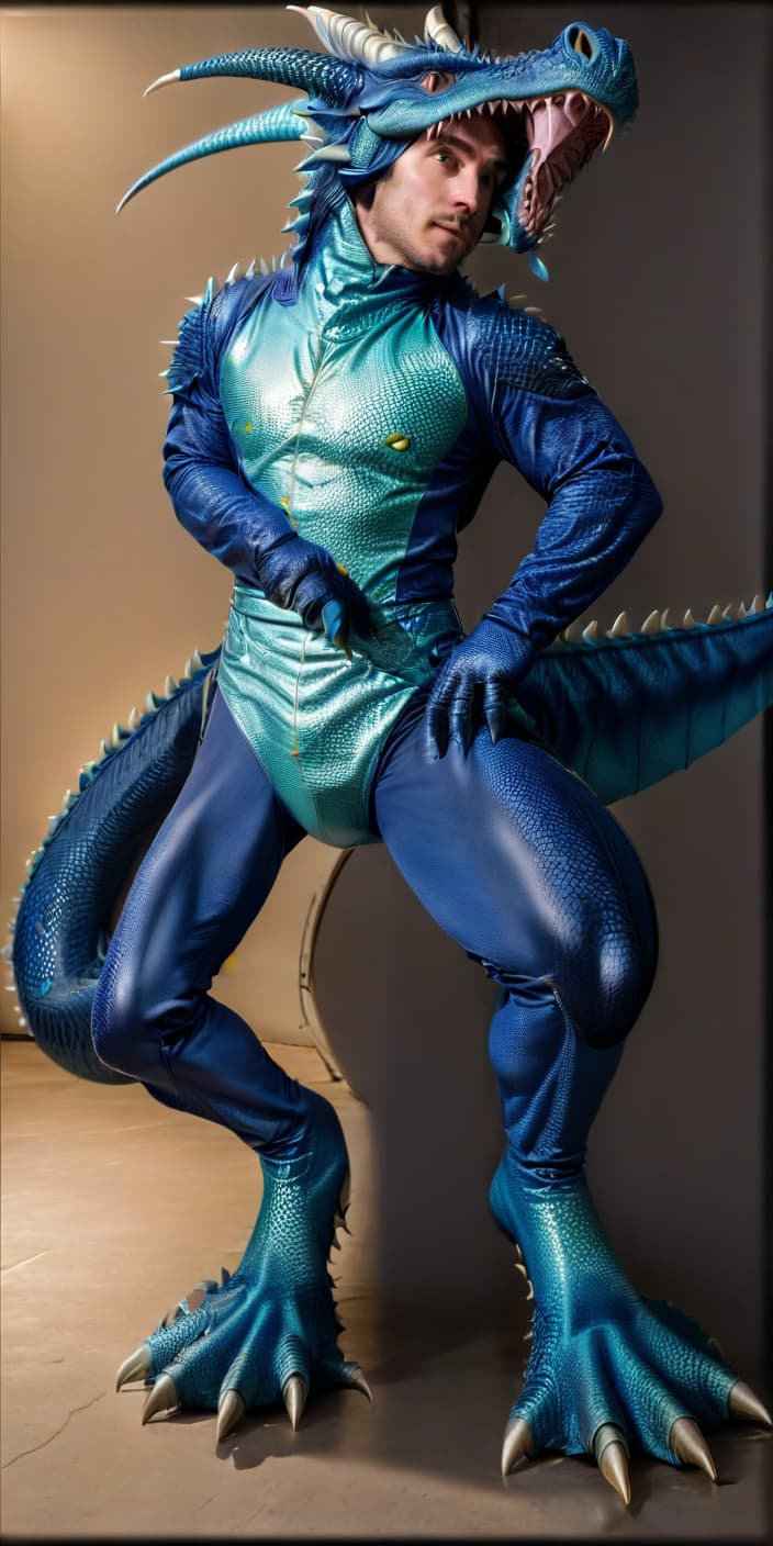  hyperrealistic art dragon costume latex guy, photorealism, 8k, uhd . extremely high resolution details, photographic, realism pushed to extreme, fine texture, incredibly lifelike, civitai