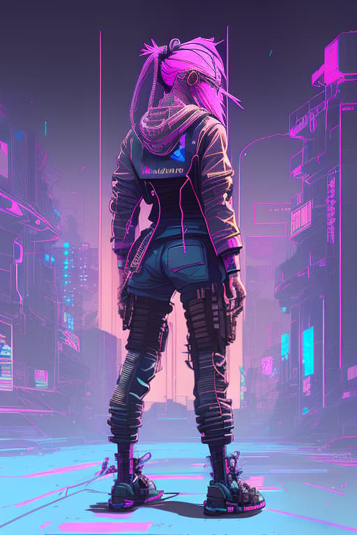 nvinkpunk girl cyberpunk magic artifacts hair blue pink utopia bright eyes tokyo tattoo chips, character sheet, concept design, contrast, style by kim jung gi, zabrocki, karlkka, jayison devadas, trending on artstation, 8k, ultra wide angle, pincushion lens effect