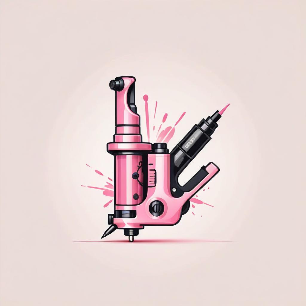  minimalist style draw a rotary pen pink tattoo machine . simple, clean, uncluttered, modern, elegant, logo