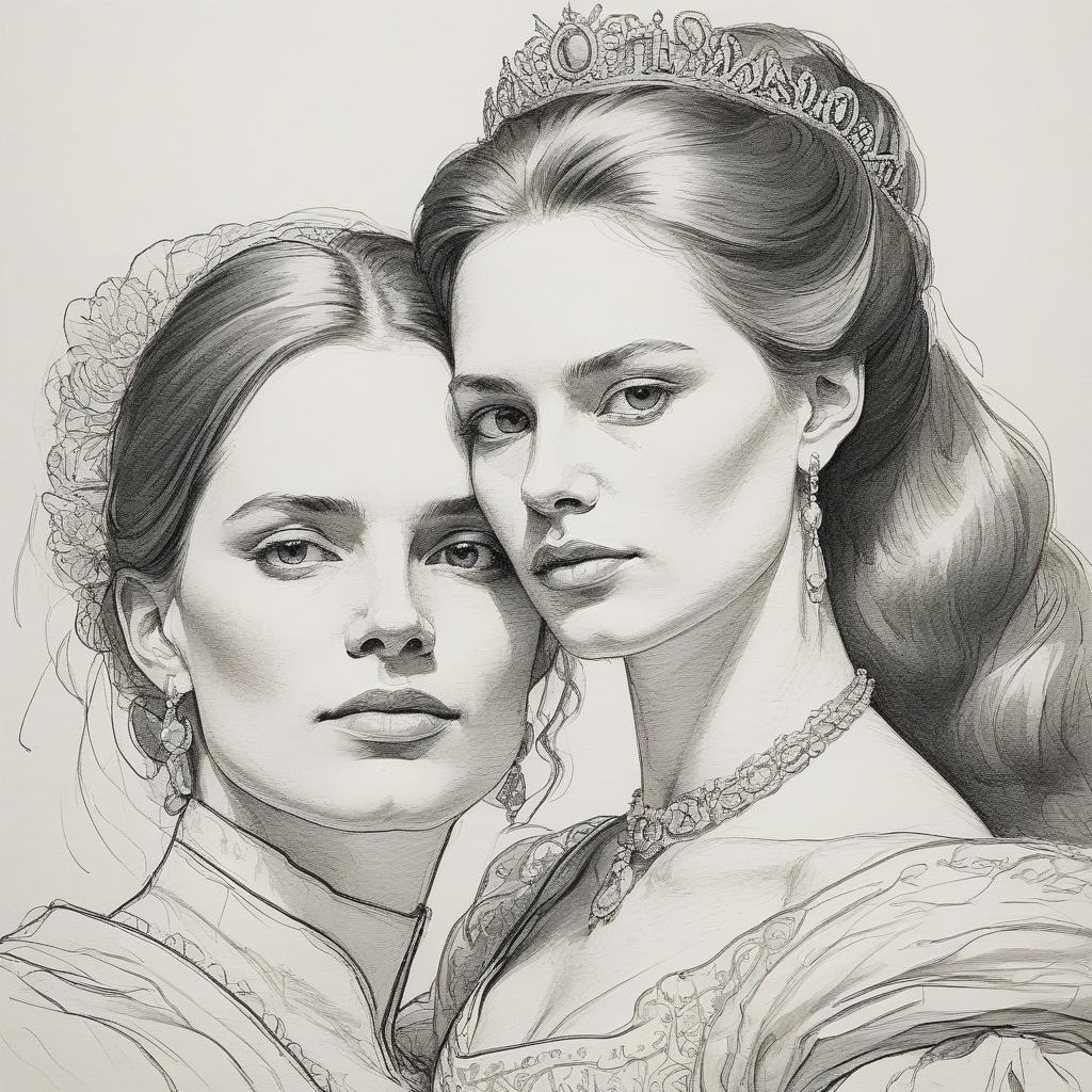  line art drawing (the sketch is not completed). ((sketch with a thin pencil line: 1.3)) (high detail: 1.4). portrait of the russian count and countess in close up at the ball. intricate details in clothes, modern style. pencil strokes, ((incomplete effect: 1,3)). minimalism. the harmony of simplicity. the sketch is not finished ((pencil strokes gradually disappear: 1.5)). in the style of watercolor portraits by peter sokolov. . professional, sleek, modern, minimalist, graphic, line art, vector graphics