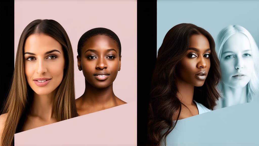  different beauty. set of different female heads on light background. different races and nationalities. ar 16:9, (natural skin texture), highly detailed face, depth of field, hyperrealism, soft light, muted colors