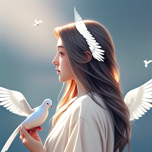  Jesus’ side profile with a dove and with color