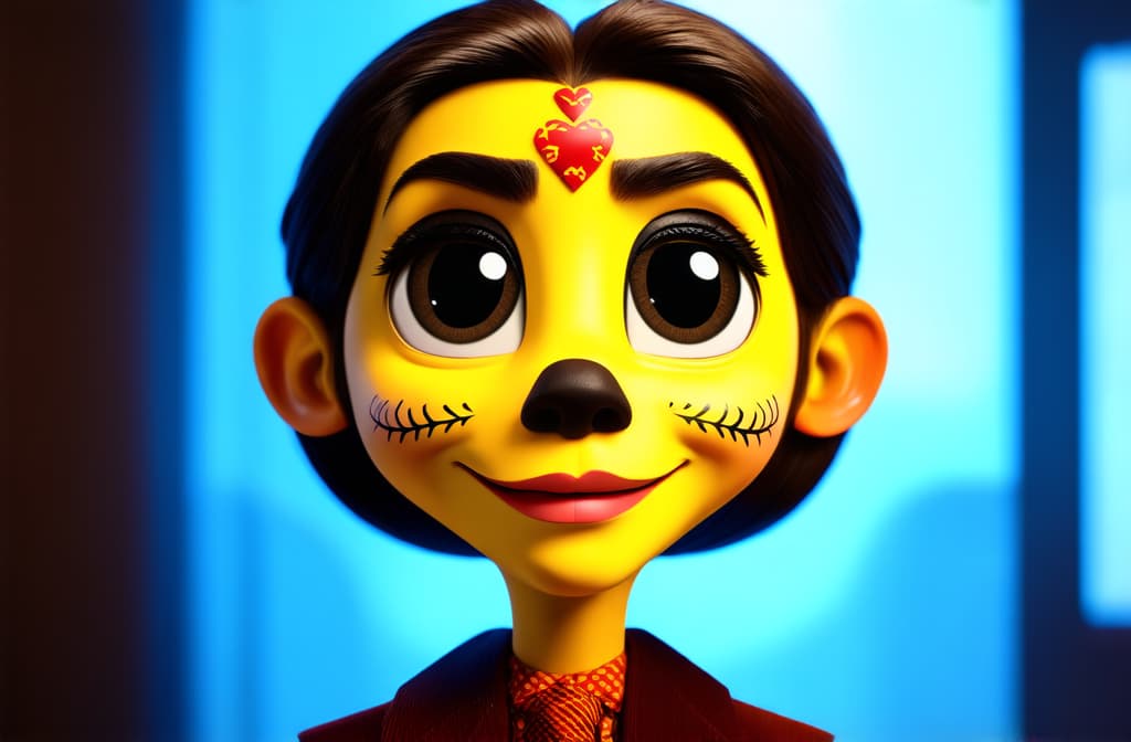  big head, big eyes, caricature, a caricature, rendering, (figurativism:0.8), 3d cartoon style illustration by dia de muertos ar 3:2, epic realistic, pixar style, disney, (cycles render:1.3), caustics, (glossy:0.58), (artstation:0.2), cute