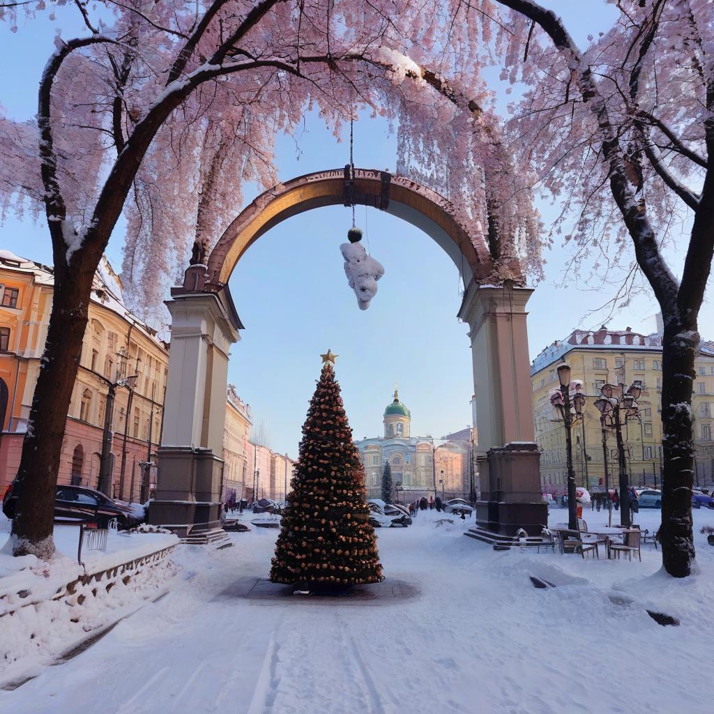  near the metro station "kuznetsky most" there are squares and monuments. i rushed on christmas past the restaurant "sakura", dived under the arch and slipped into the entrance yard.