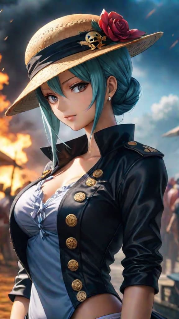  anime art of characters in one piece with the mysterious 'd' in their names symbolizing defiance and fate. hyperrealistic, full body, detailed clothing, highly detailed, cinematic lighting, stunningly beautiful, intricate, sharp focus, f/1. 8, 85mm, (centered image composition), (professionally color graded), ((bright soft diffused light)), volumetric fog, trending on instagram, trending on tumblr, HDR 4K, 8K