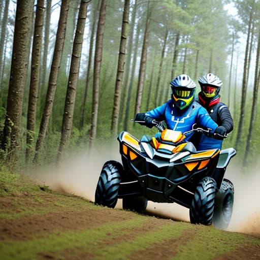  quadbike driving two guys in Bartoniai forest Lithuania ，