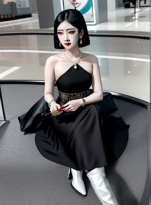  masterpiece, best quality, asian female,solo,housewife,longeyelashes, hips,thin waist,matt lipstick,rolling eyes,embarred,anger vein,nervous,confused, face,drooling,hair over shoulder,pale skin,black hair,bob hair,ring,jewelry,necklace,pearl celet,knee boots,torn , top,look at viewer,bound and gagged,,having an 