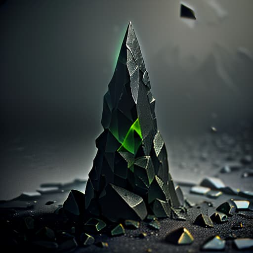  a black shard of stone, on a black and green background. for the dnd game., ((((cinematic look)))), soothing tones, insane details, hyperdetailed, low contrast, soft cinematic light, dim colors, exposure blend, hdr, faded, slate grey atmosphere