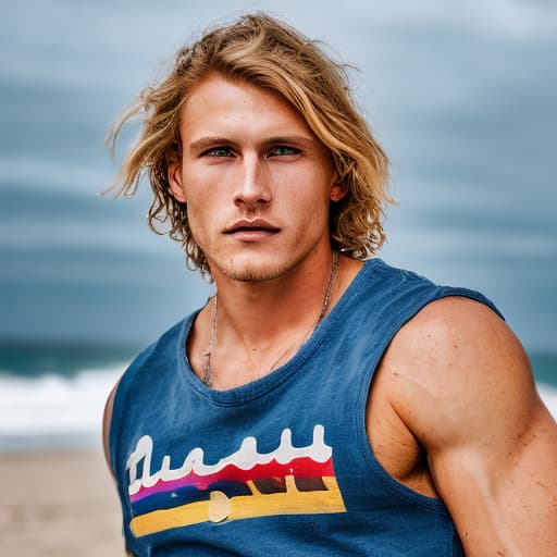 portrait+ style Russian LGBT queer surfer blonde hunk dude face