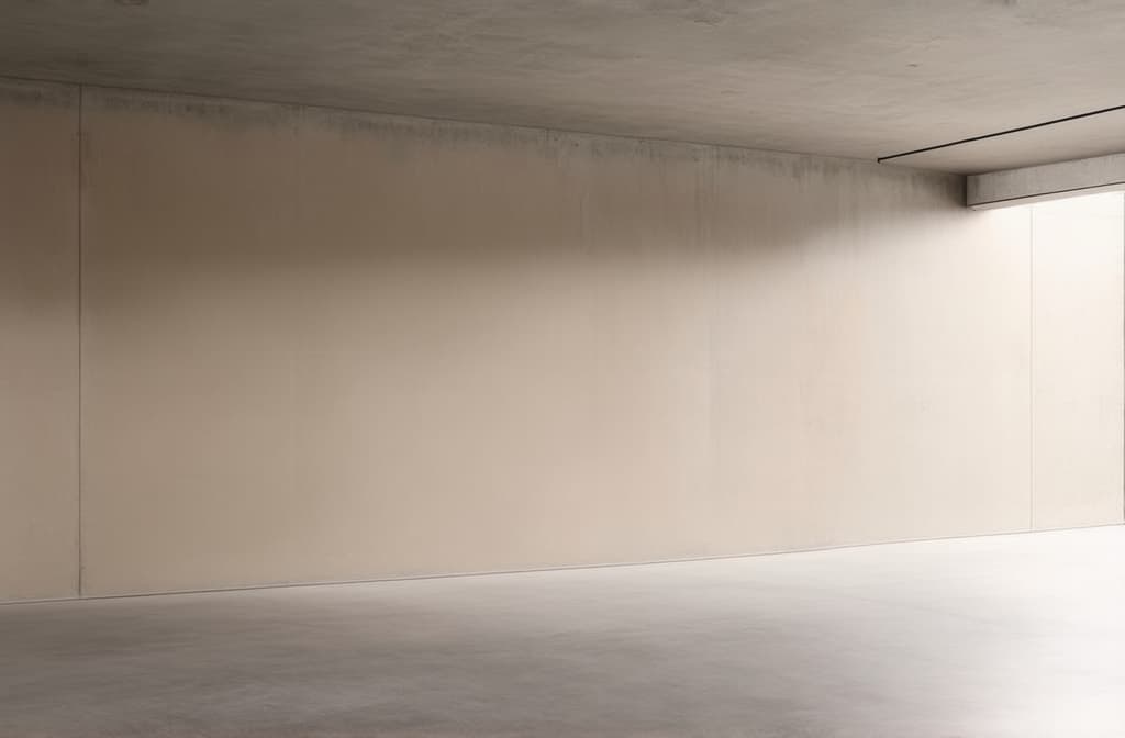  real estate photography style minimalist architectural space in beige tones, stark, concrete room. the room is bare, with raw concrete walls ar 3:2 . professional, inviting, well lit, high resolution, property focused, commercial, highly detailed