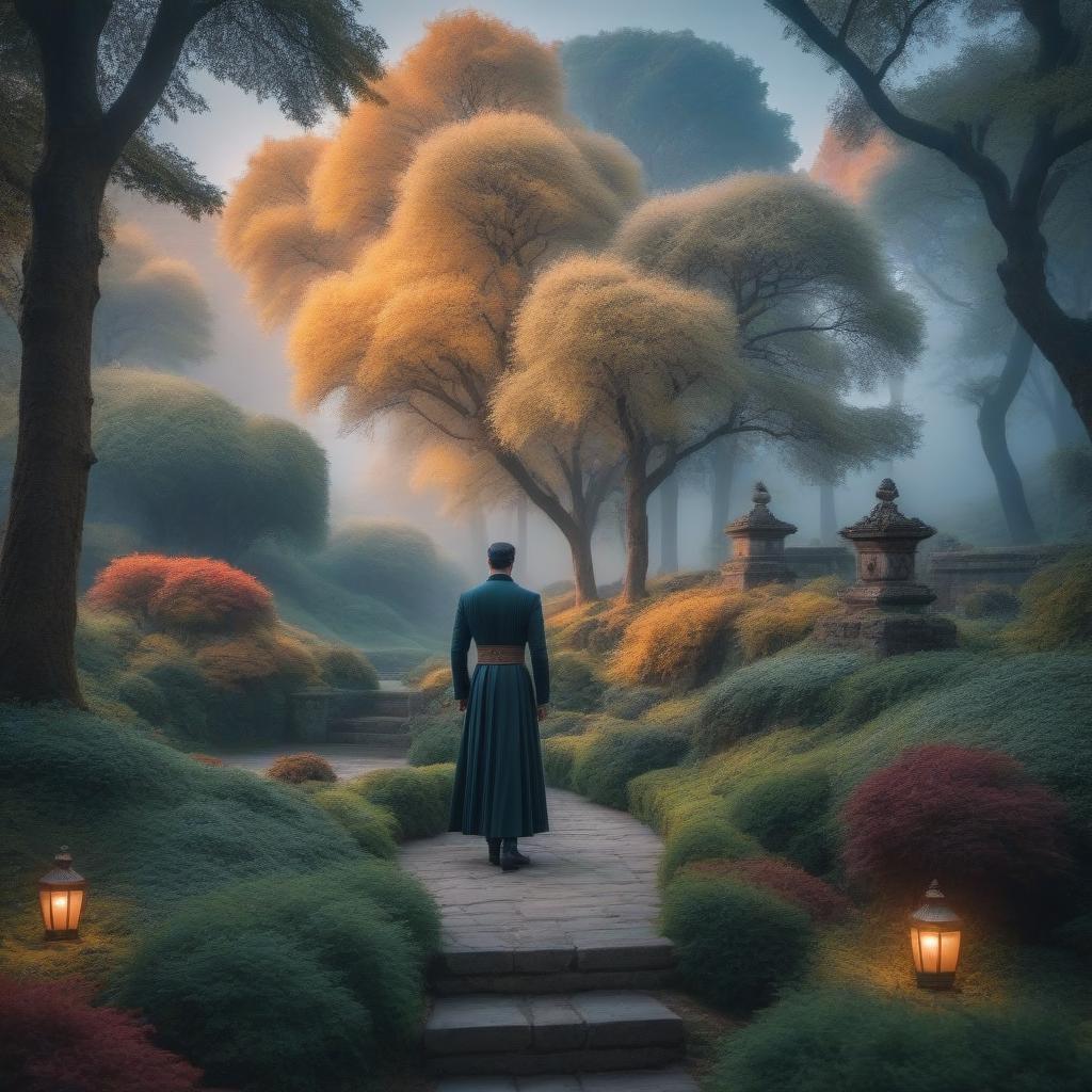  Landscape in the classical style hyperrealistic, full body, detailed clothing, highly detailed, cinematic lighting, stunningly beautiful, intricate, sharp focus, f/1. 8, 85mm, (centered image composition), (professionally color graded), ((bright soft diffused light)), volumetric fog, trending on instagram, trending on tumblr, HDR 4K, 8K