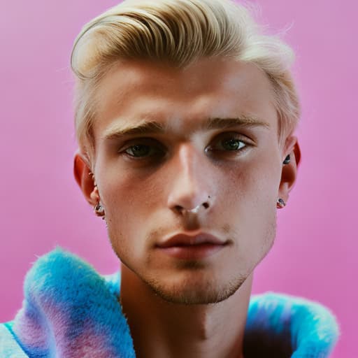 portrait+ style Russian LGBT queer fashion model blonde hunk dude face