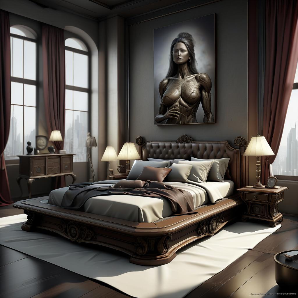  hyperrealistic art living bed. . extremely high resolution details, photographic, realism pushed to extreme, fine texture, incredibly lifelike, hkmagic