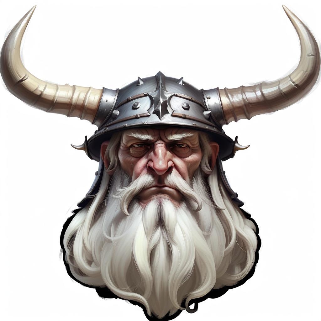  concept art make a portrait of old vicing in horned helmet, realistic game art stile, oil paint effect . digital artwork, illustrative, painterly, matte painting, highly detailed