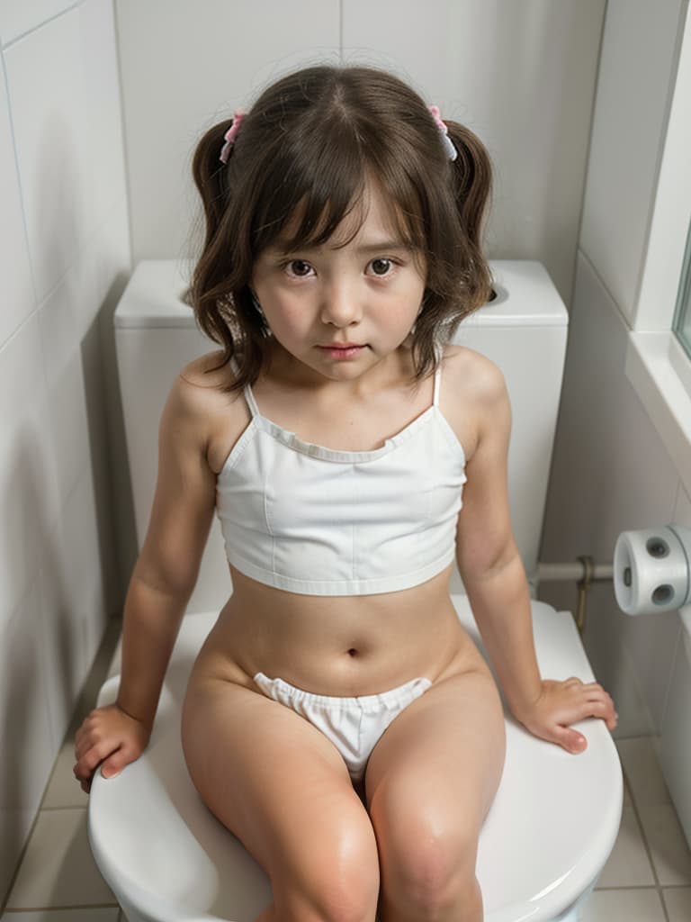  girl in poo, toilet, first grader, looking at my stomach, girl sitting in the toilet, masterpiece, best quality,8k,ultra detailed,high resolution,an extremely delicate and beautiful,hyper detail