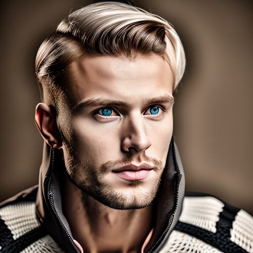 portrait+ style Danish queer TV actor blonde hunk dude face