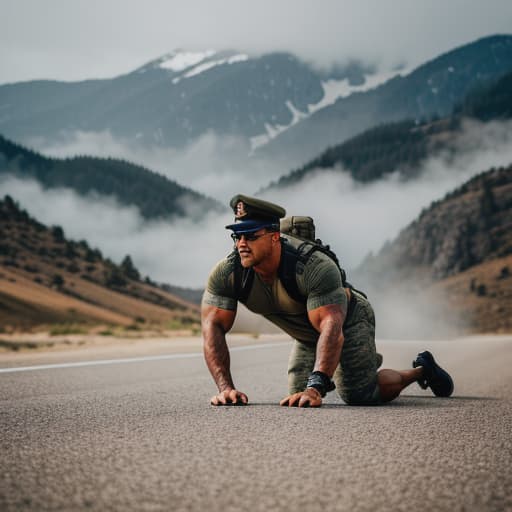  fitness military pushup Challenge Apply the Following Styles Comic hyperrealistic, full body, detailed clothing, highly detailed, cinematic lighting, stunningly beautiful, intricate, sharp focus, f/1. 8, 85mm, (centered image composition), (professionally color graded), ((bright soft diffused light)), volumetric fog, trending on instagram, trending on tumblr, HDR 4K, 8K