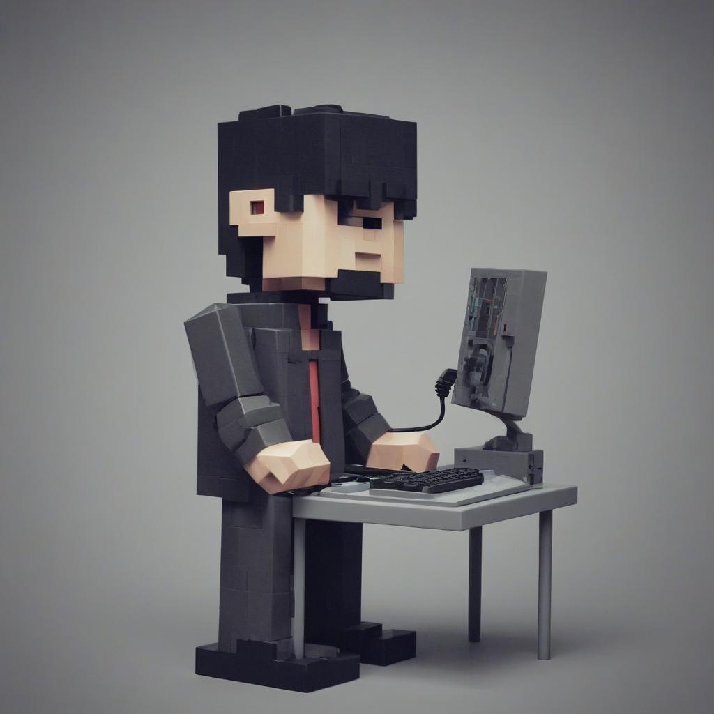  pixel art computerist . low res, blocky, pixel art style, 8 bit graphics