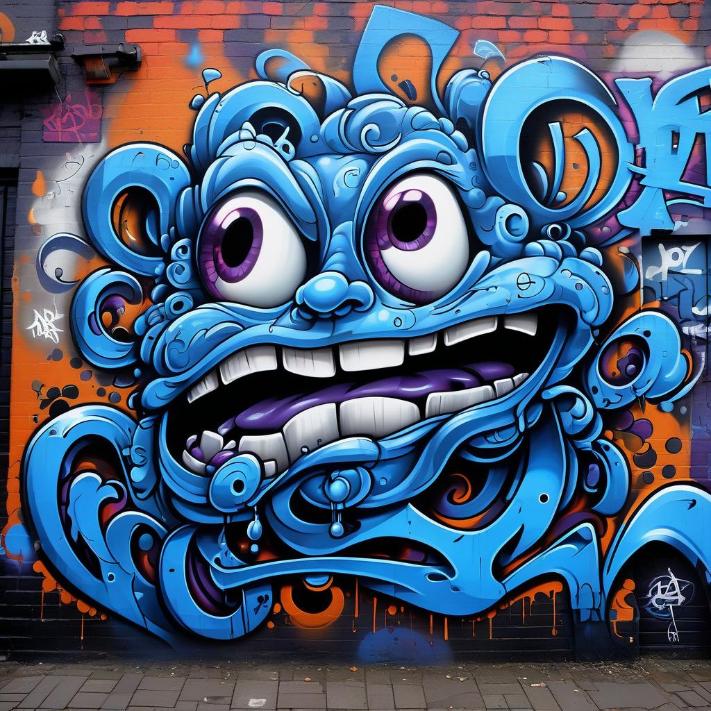  graffiti style bog roll blues . street art, vibrant, urban, detailed, tag, mural