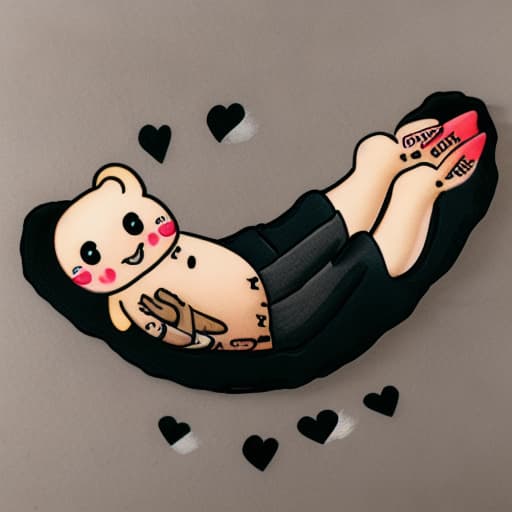  Cute potato lounging on its side covered in tattoos