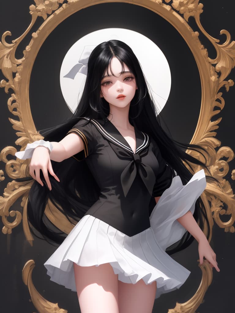  {((beautiful girl))((long black hair))(wearing black sailor suit)):1.4,looking straight ahead (upper body only)},super detail,high resolution,absurd,adopted,