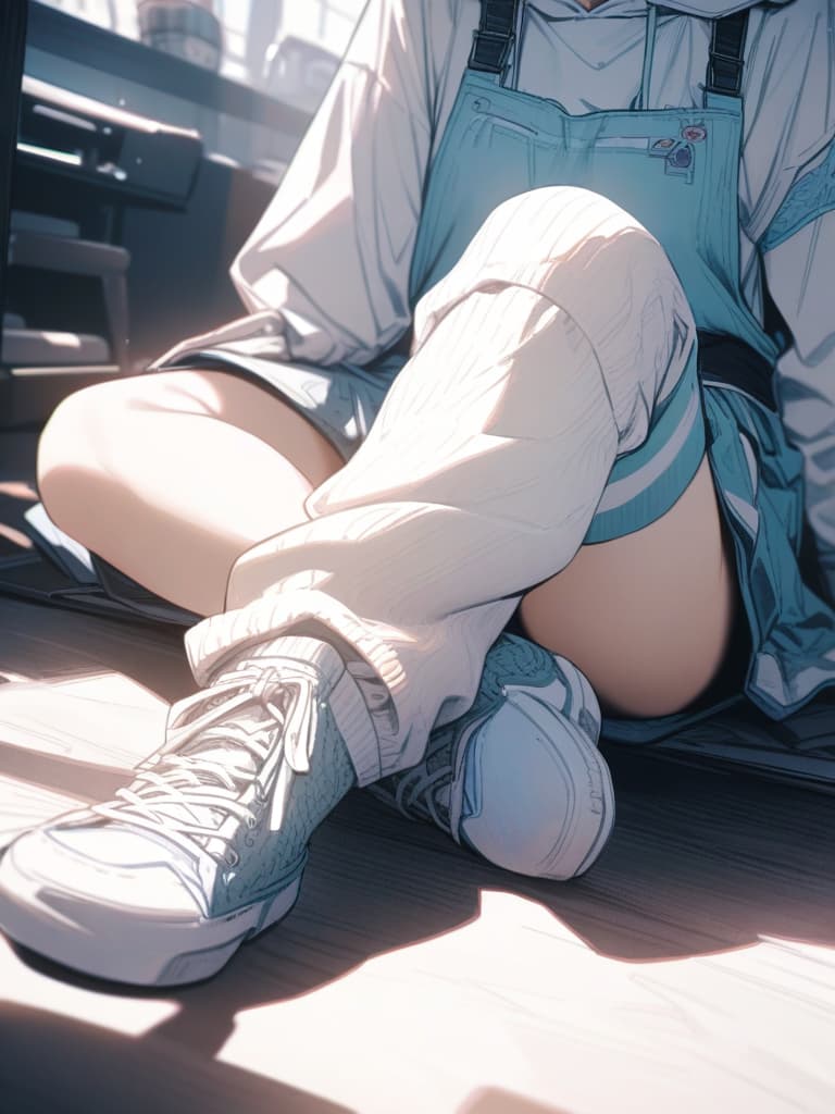  light blue and white, pale color, stale, hoodie, arm cover, loose socks, thick bottom, apron, masterpiece, best quality,8k,ultra detailed,high resolution,an extremely delicate and beautiful,hyper detail