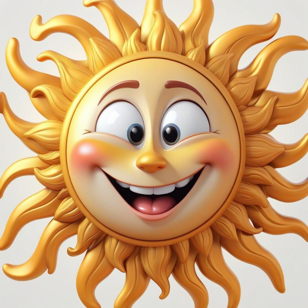  the cartoon sun is smiling. white background.