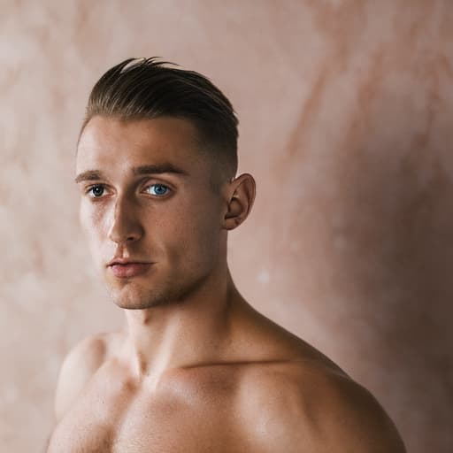 portrait+ style British LGBT queer gymnast hunk dude face