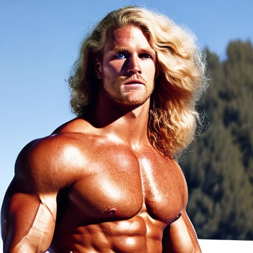 portrait+ style WrestleMania superstar blonde hunk dude face